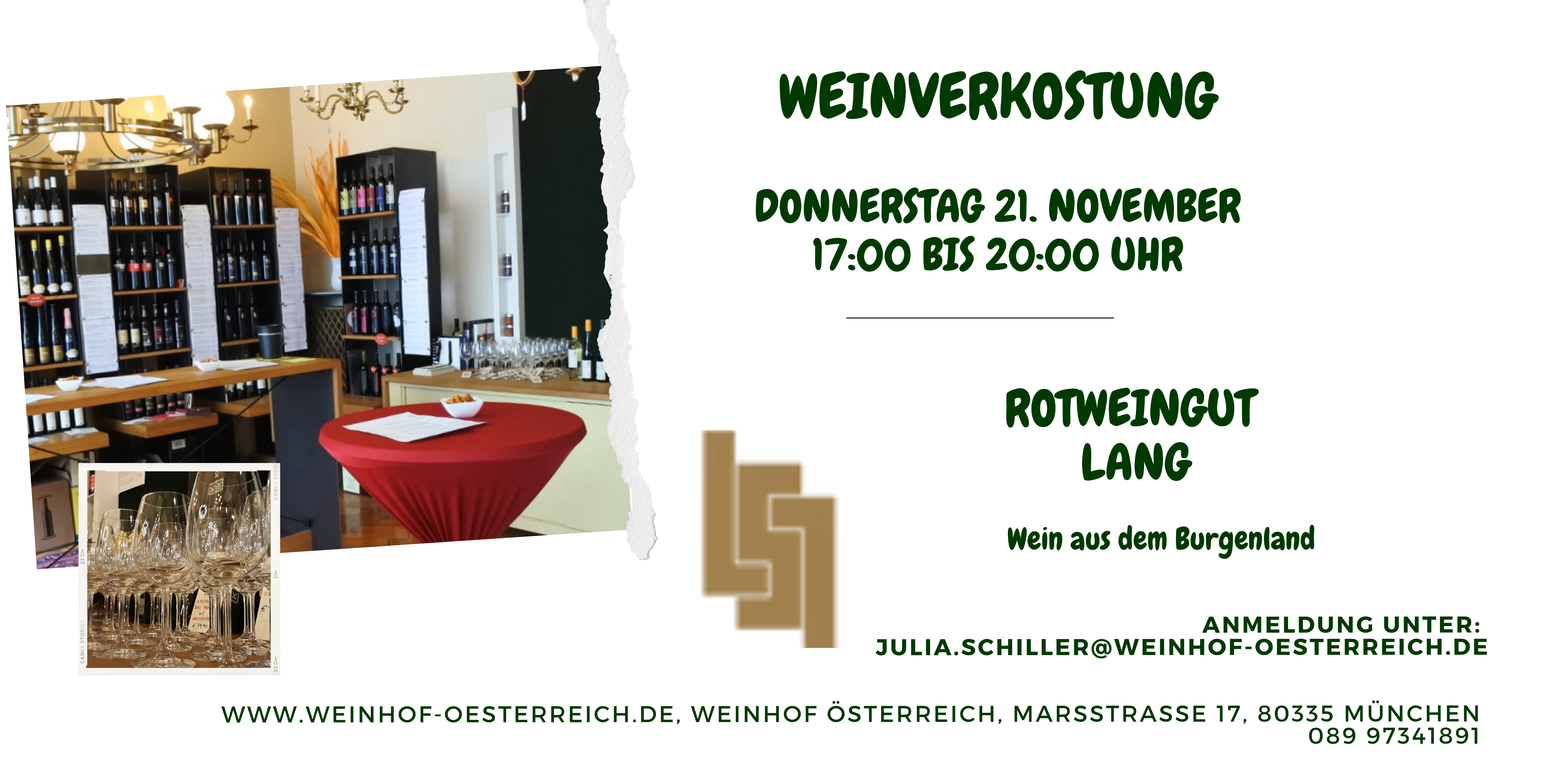 Weinverkostung mit dem Rotweingut Lang am 21. November 2024